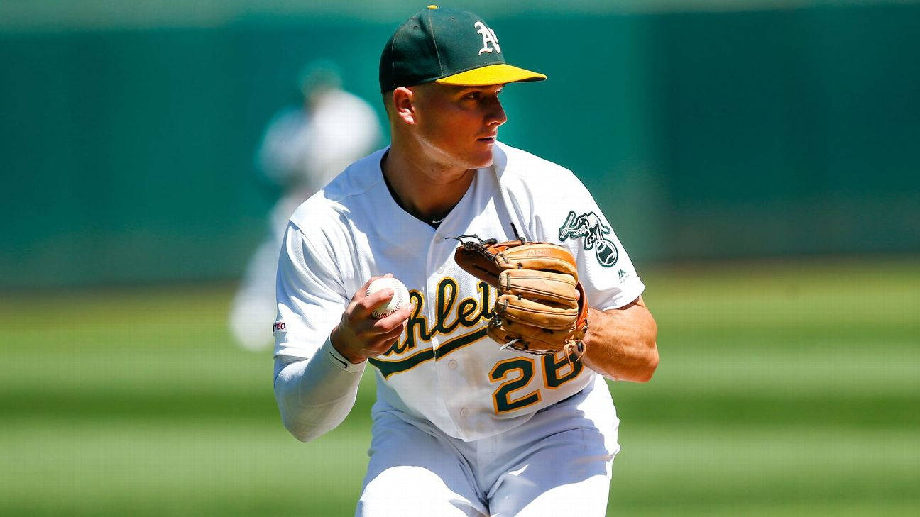 Matt Chapman Wearing Baseball Glove Background