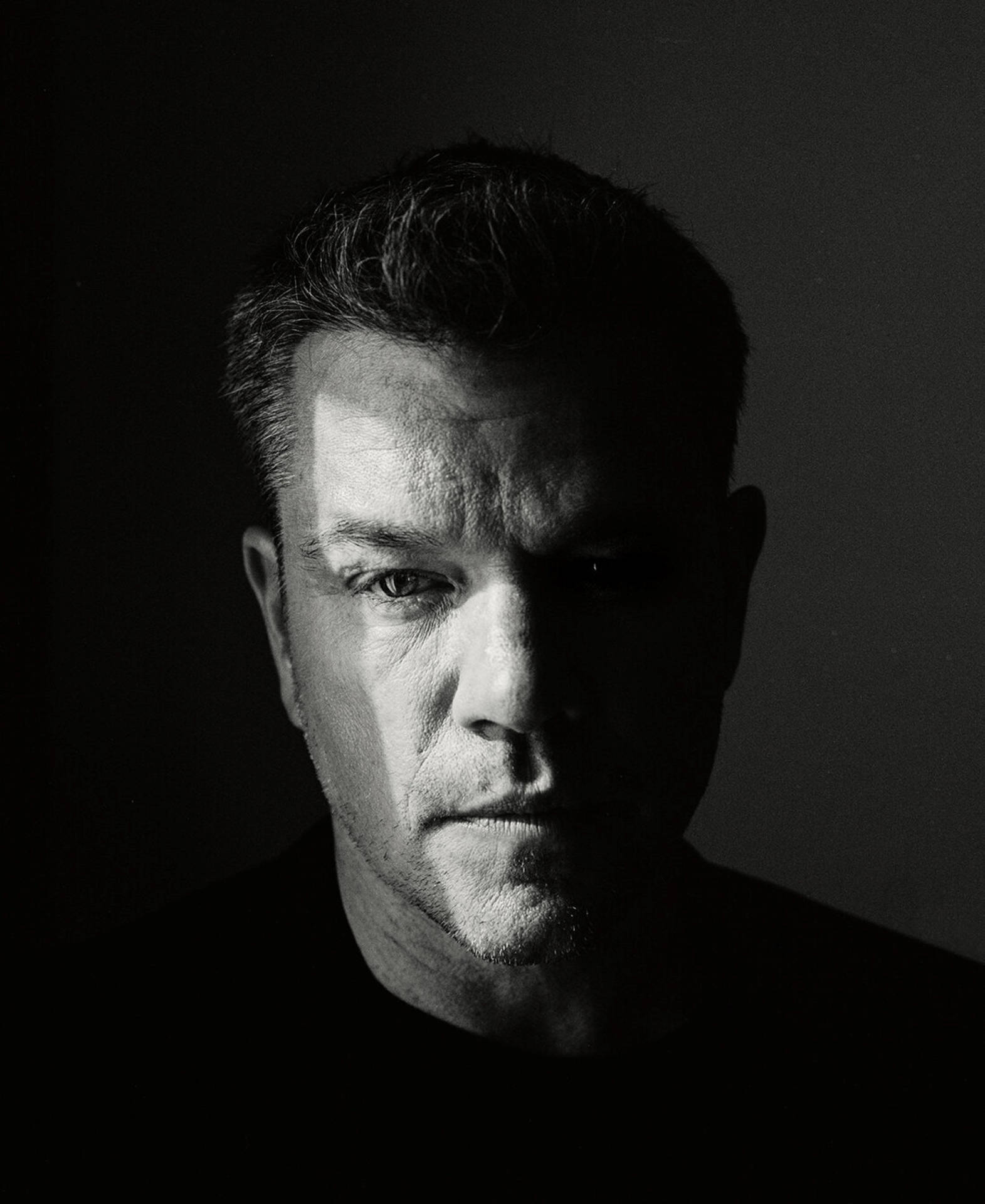 Matt Damon Black Headshot