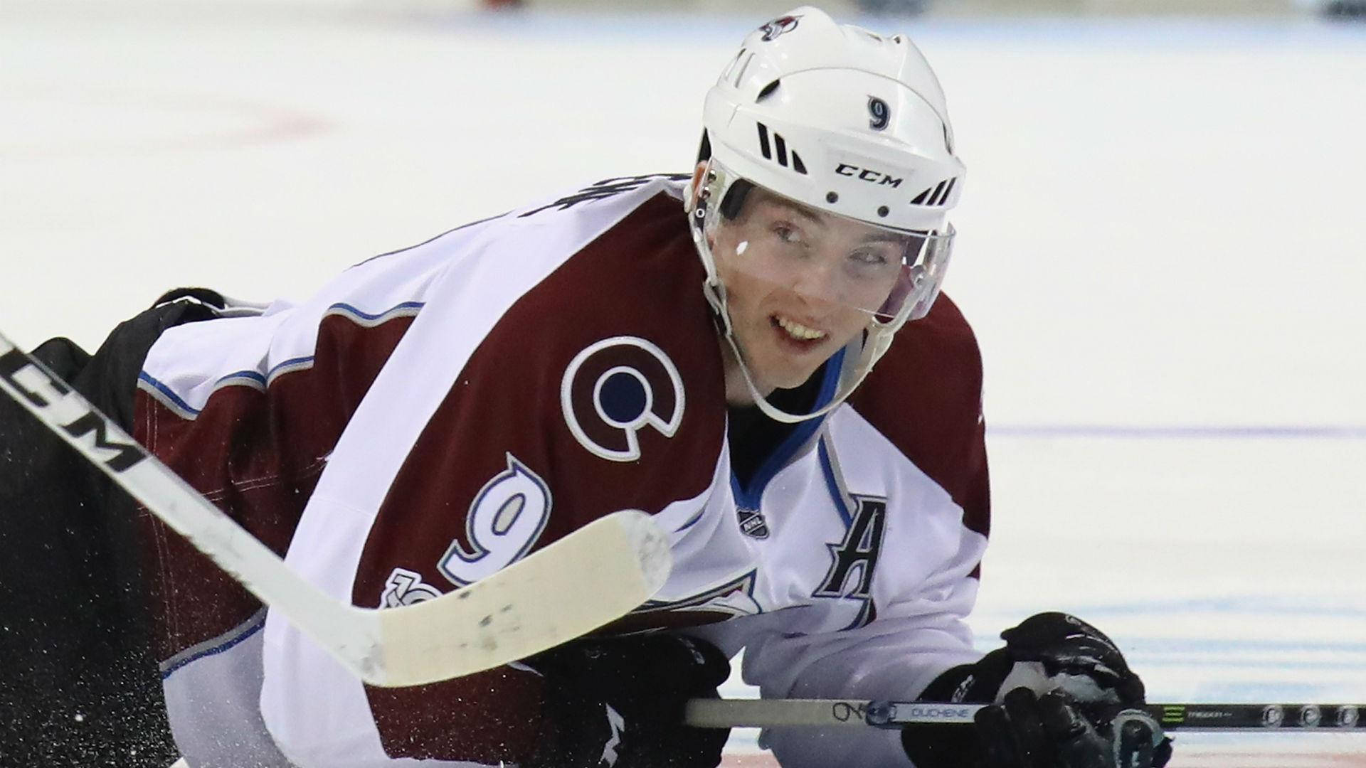 Matt Duchene On The Floor Hockey Background