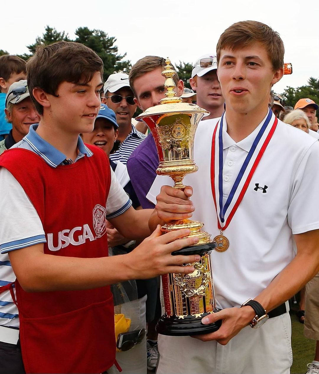 Matt Fitzpatrick And Brother Hold Trophy