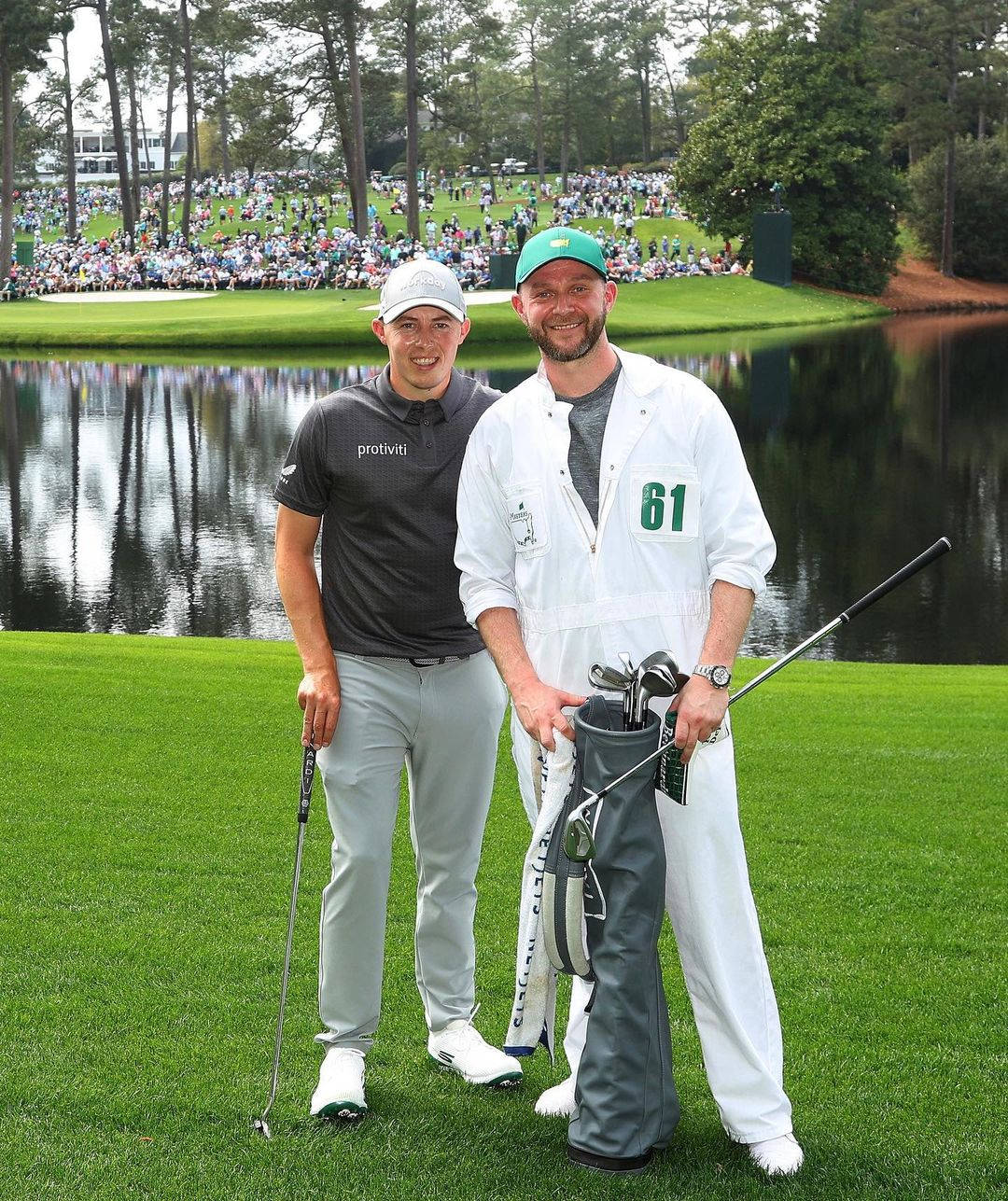 Matt Fitzpatrick With His Caddie Billy Foster During A Golf Tournament Background