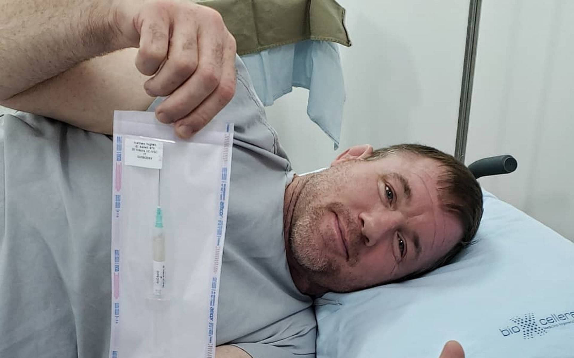 Matt Hughes On Medical Bed Background