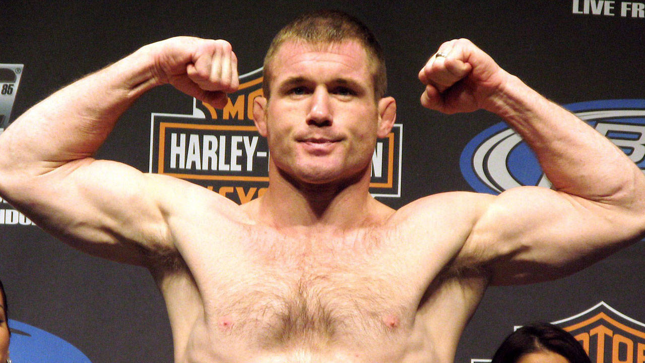 Matt Hughes Posing In Weigh-in Background