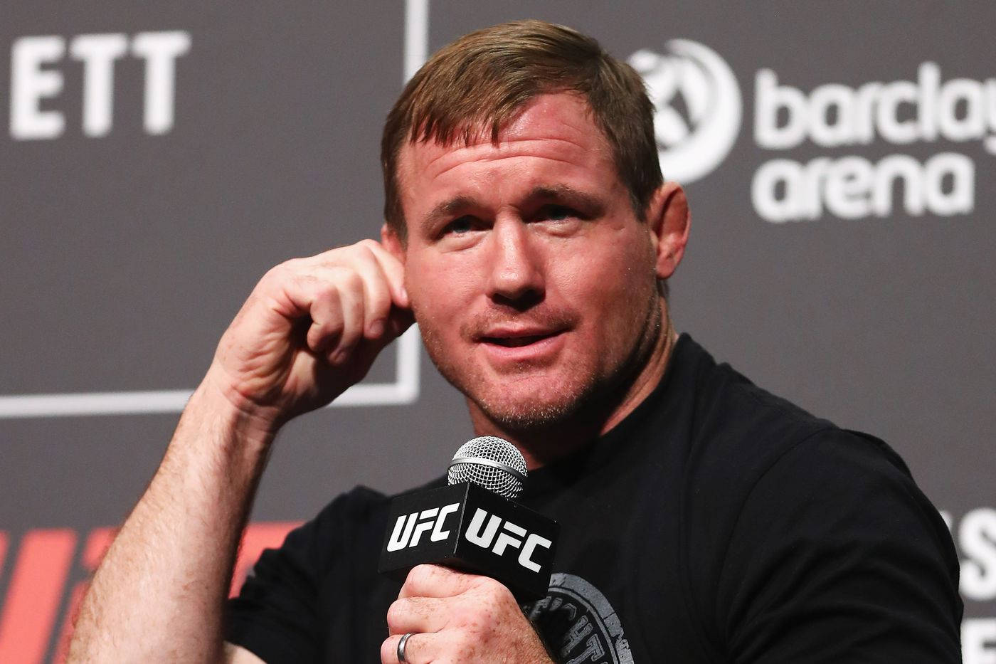 Matt Hughes Speaking During Pre-fight Background