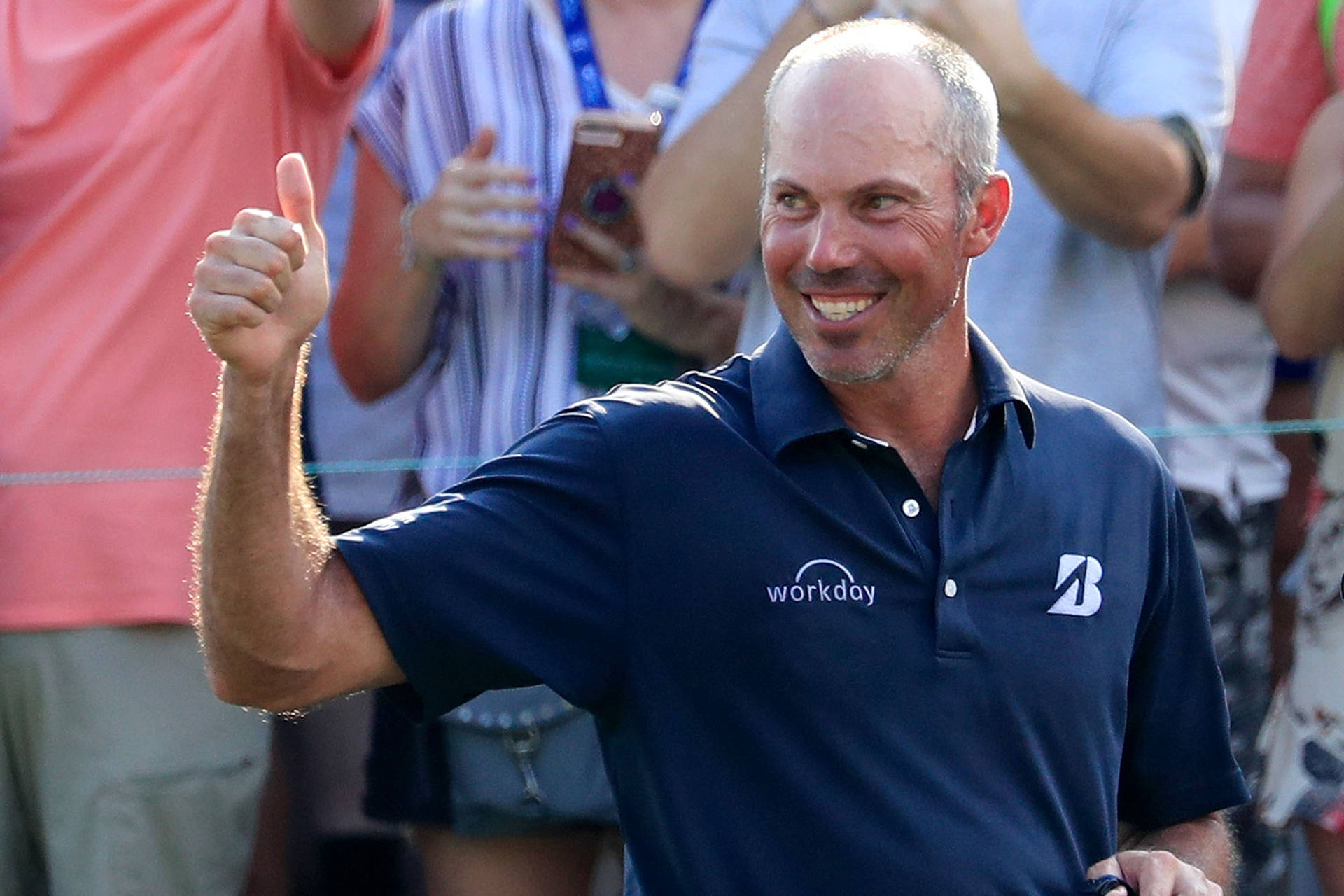 Matt Kuchar Flashing A Thumbs-up Sign Background