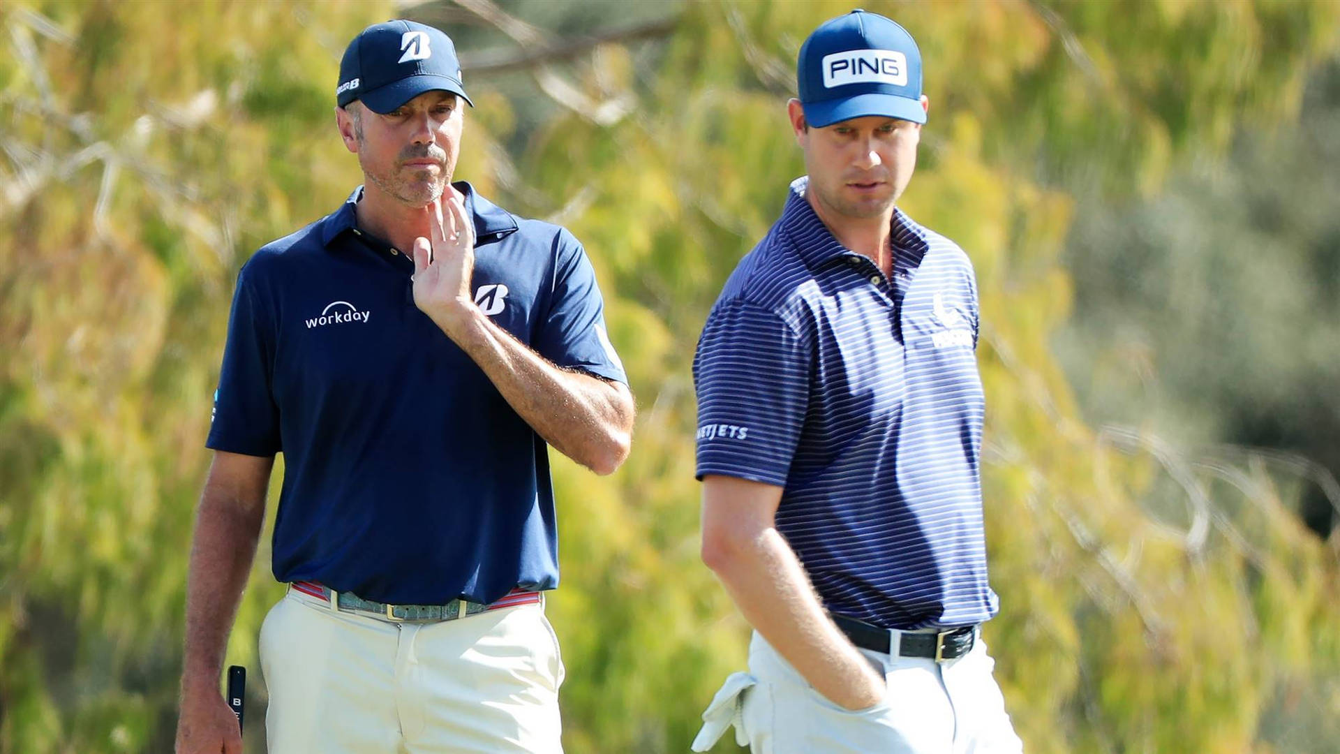 Matt Kuchar Harris English In Golf Course Background