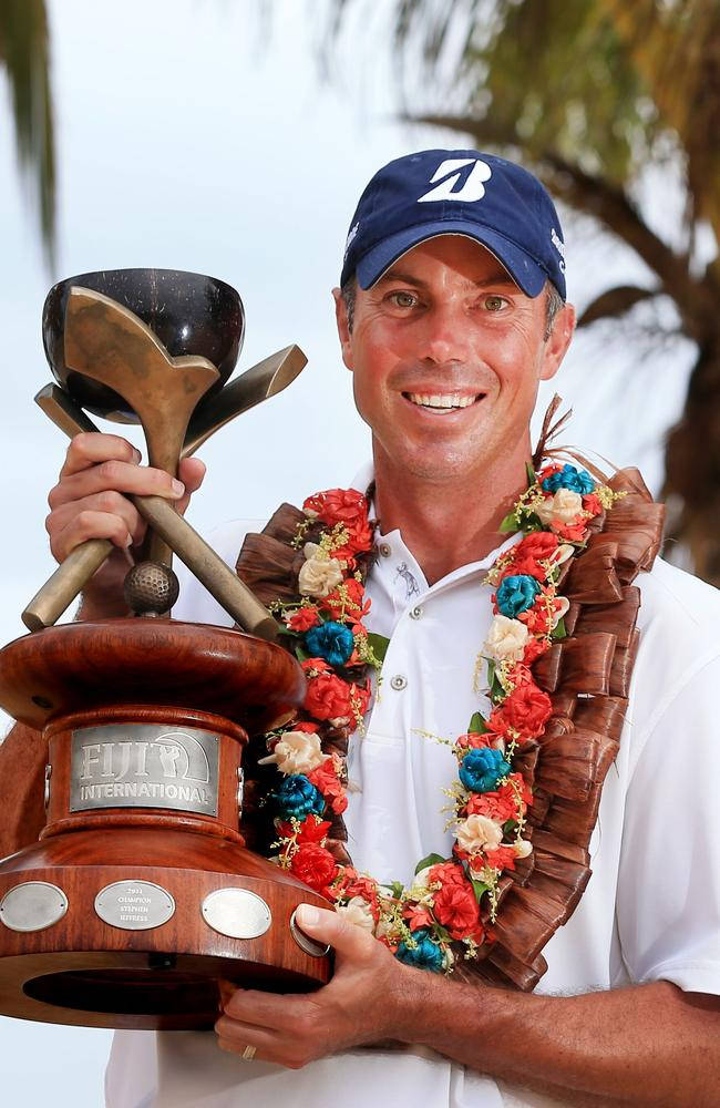 Matt Kuchar Holding A Trophy Background