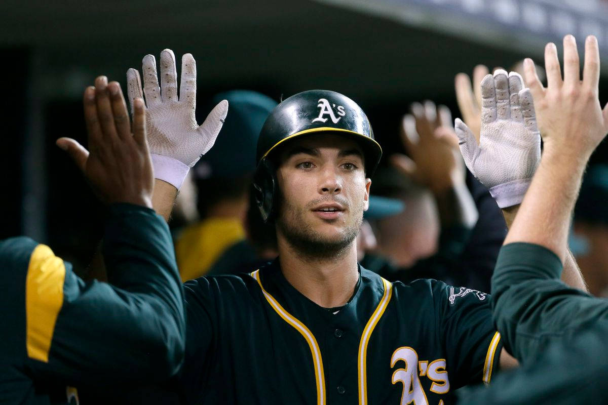 Matt Olson High Fives From Teammates