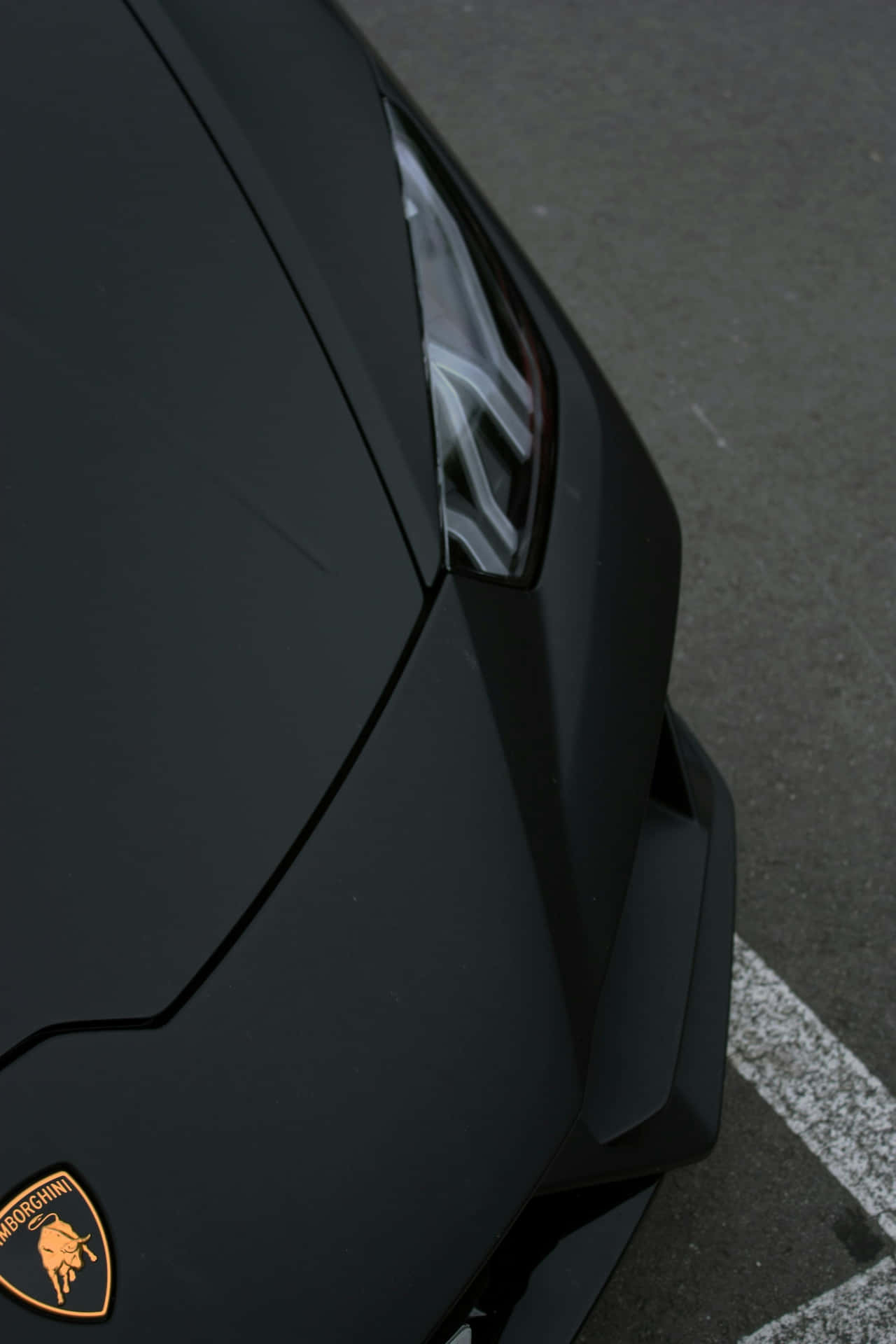 Matte Black Lamborghini Closeup Background