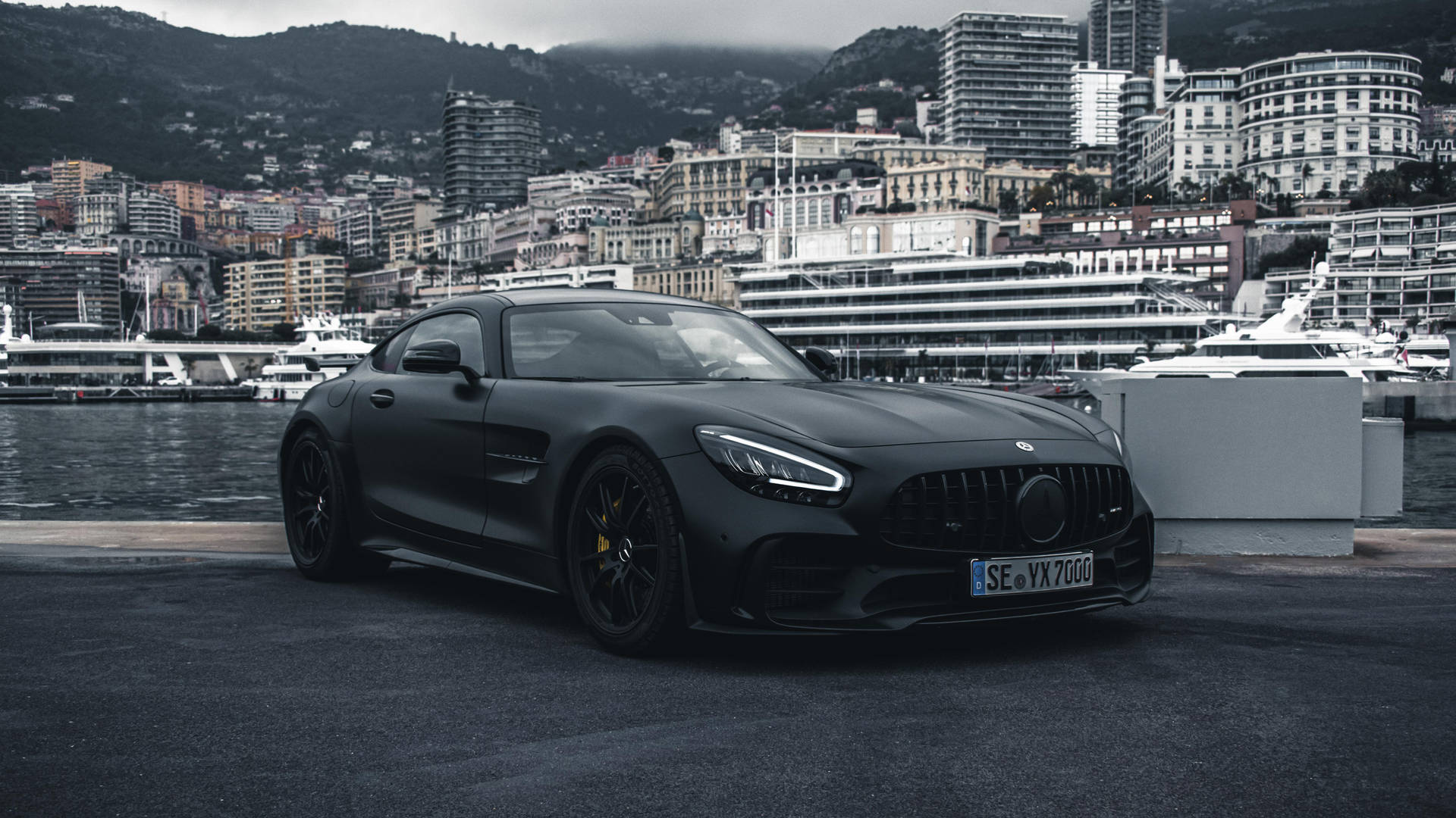 Matte Black Mercedes Amg Gtr Pro C190 Background