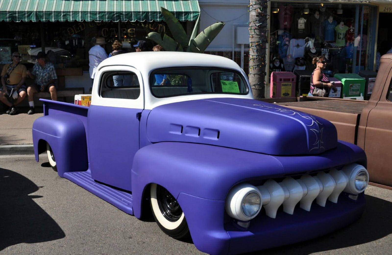 Matte Purple Old Ford Truck Background