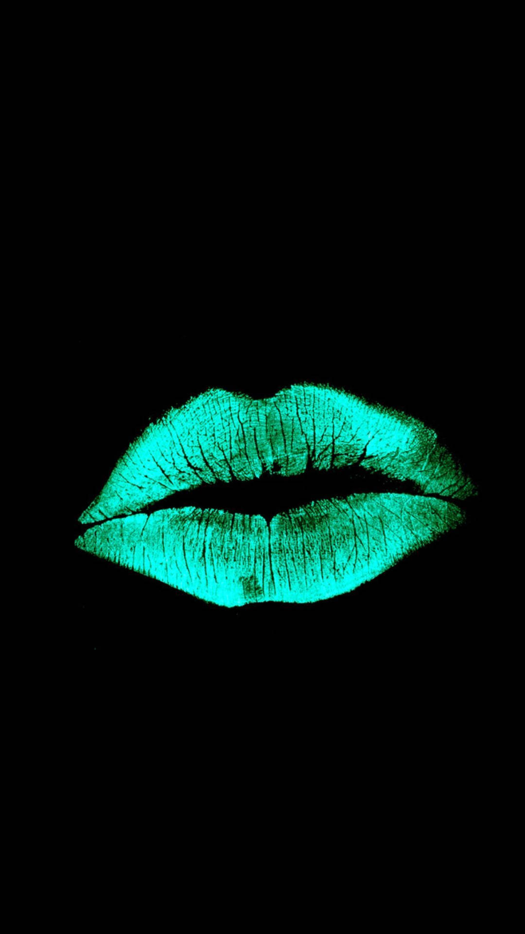 Matted Green Kiss Mark Of Lips Background