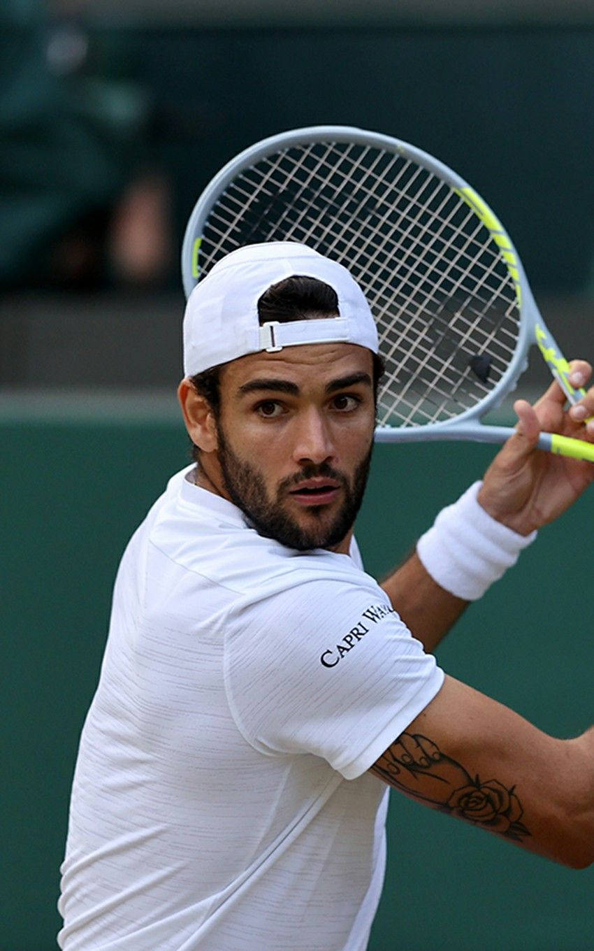 Matteo Berrettini During A Match Background