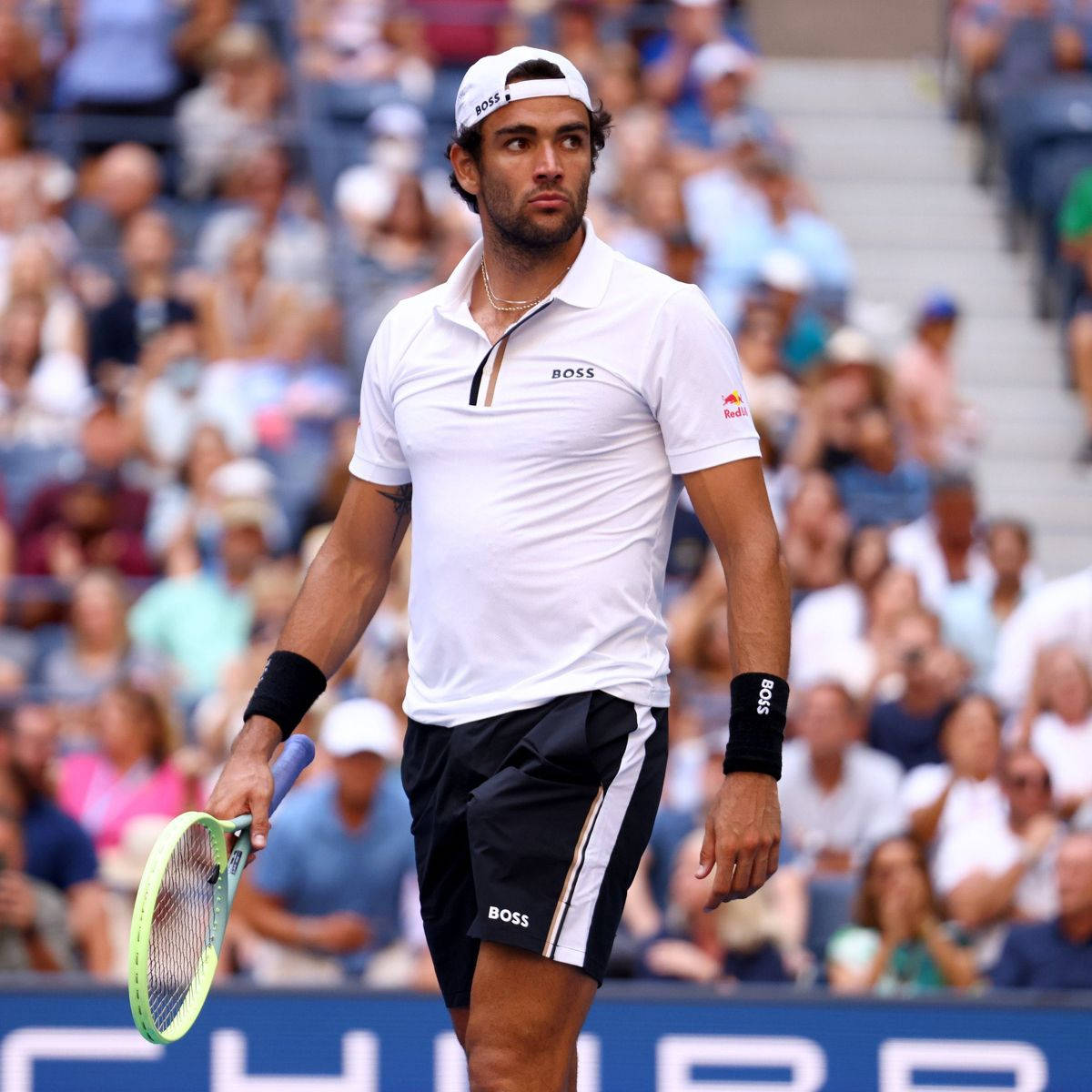 Matteo Berrettini During A Tennis Match Background