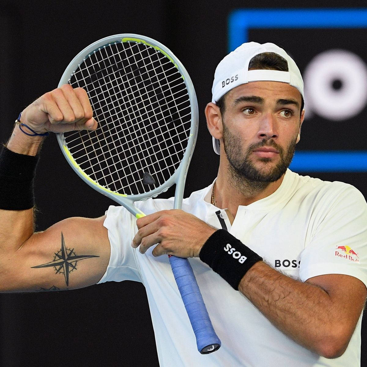 Matteo Berrettini Flexing His Muscles Background