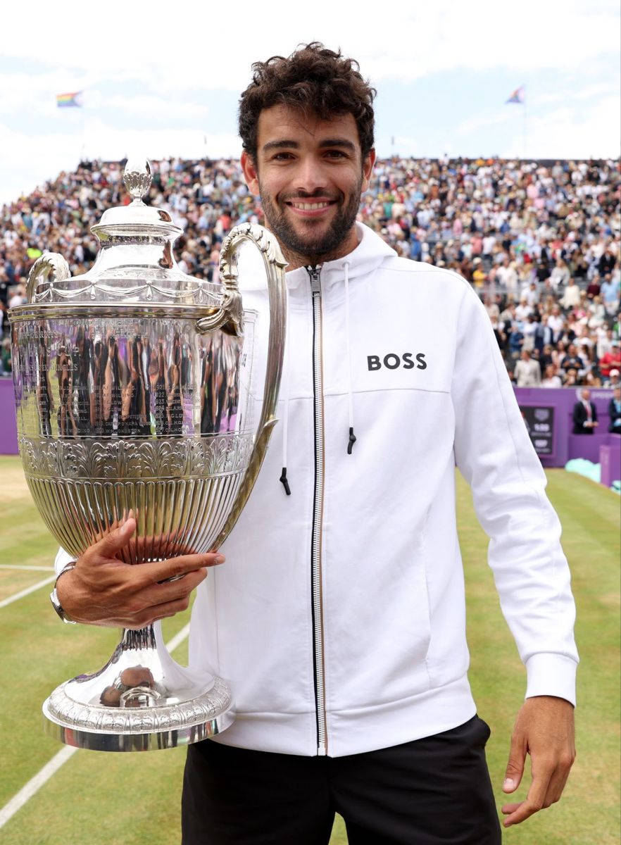 Matteo Berrettini Holding Huge Trophy