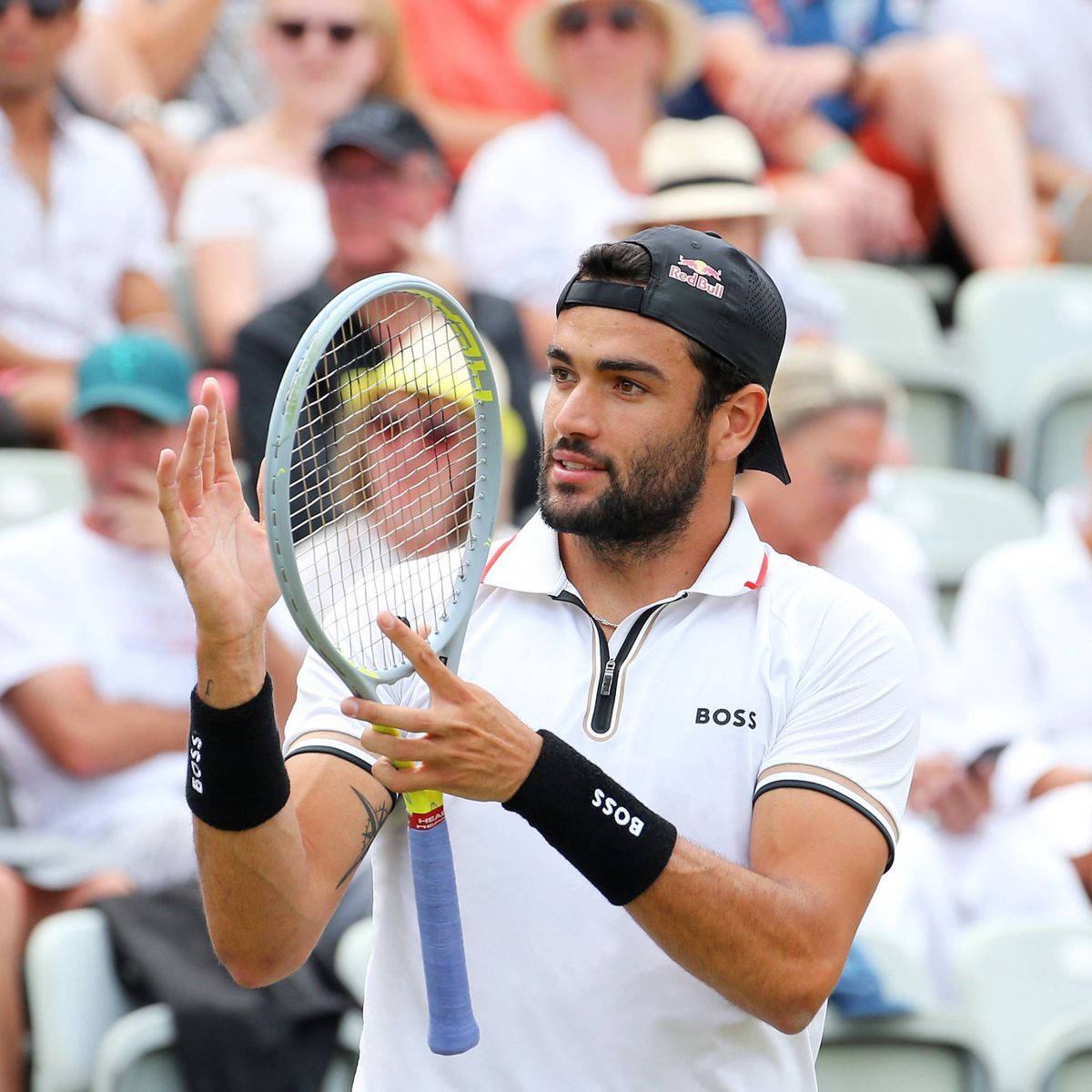 Matteo Berrettini In Action During A Professional Tennis Match Background