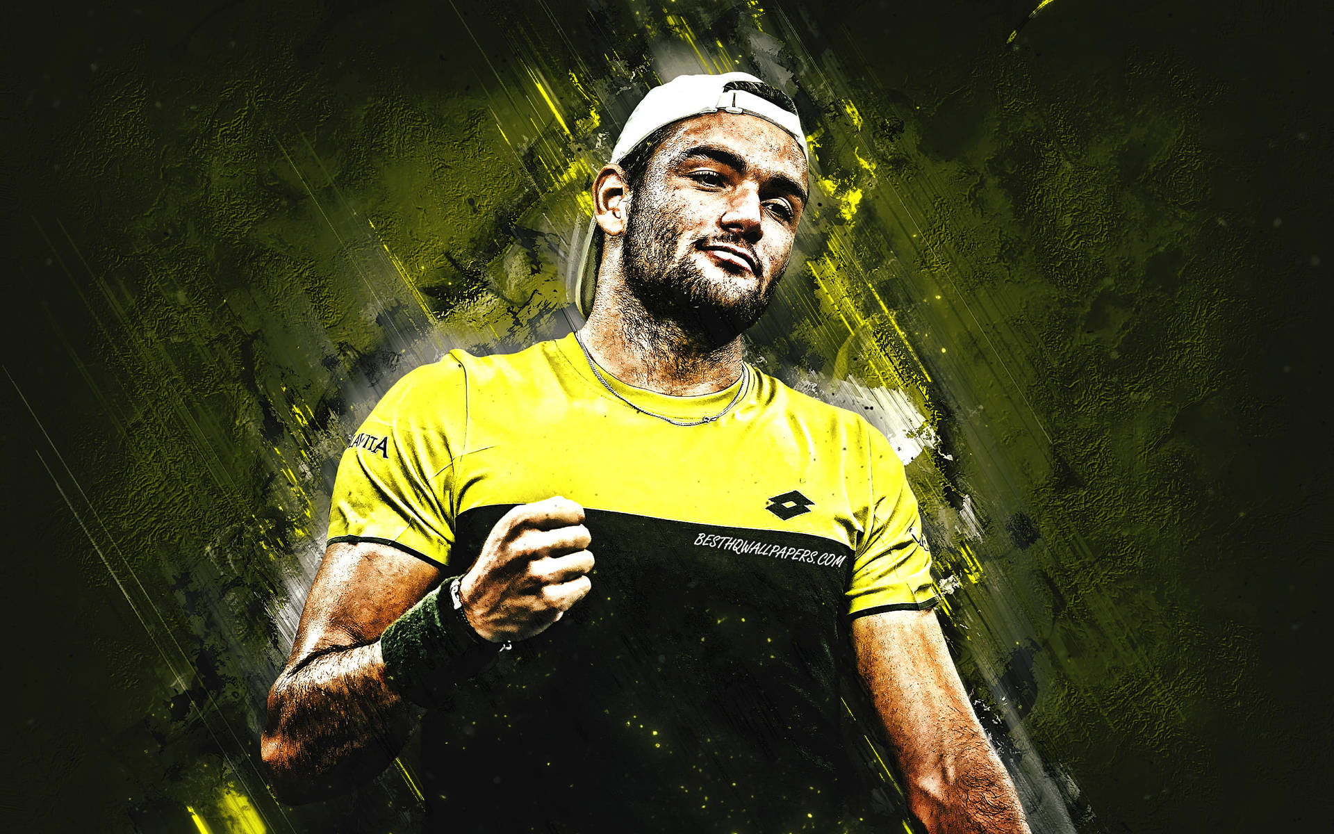 Matteo Berrettini In Action During A Tennis Match Background