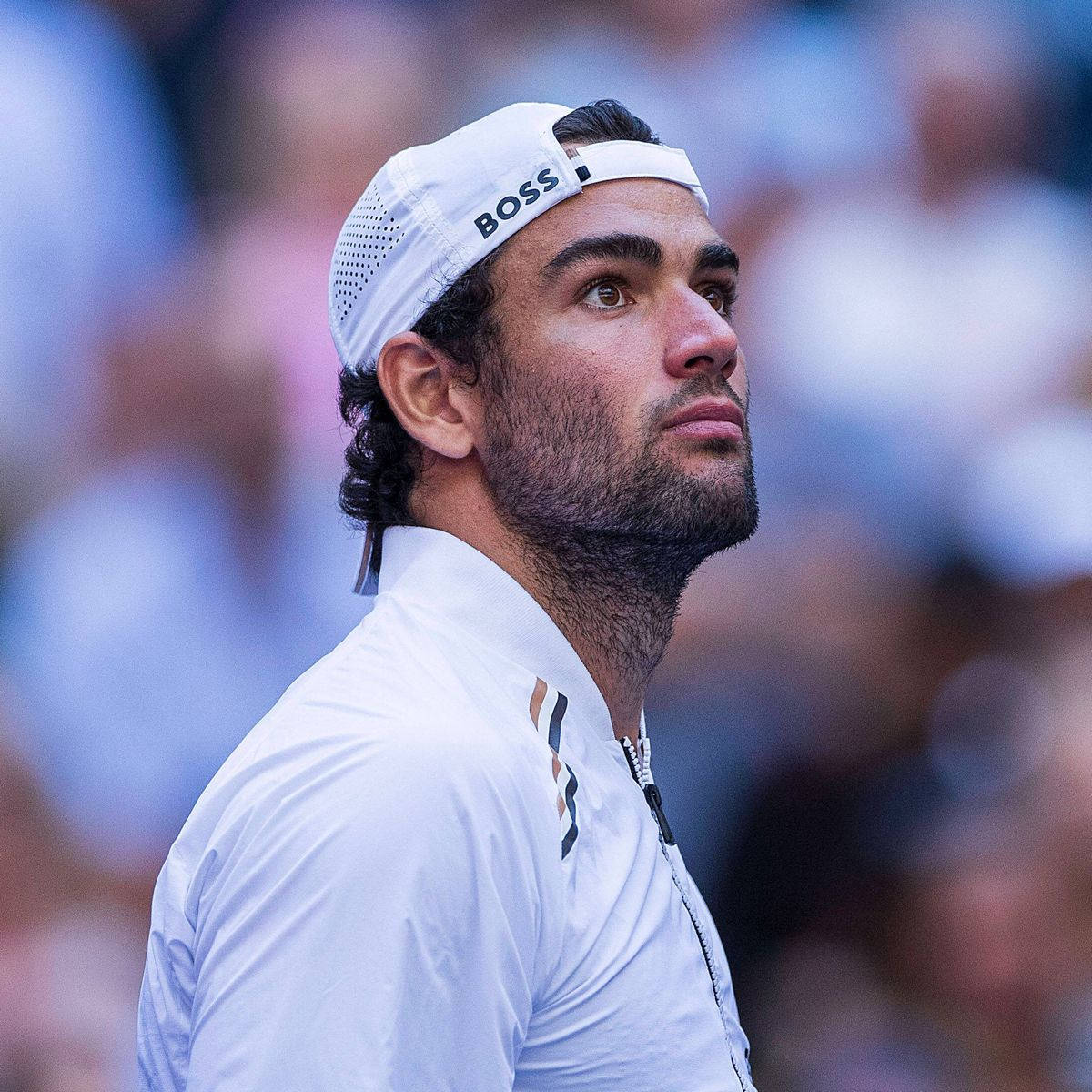 Matteo Berrettini In White Cap Background