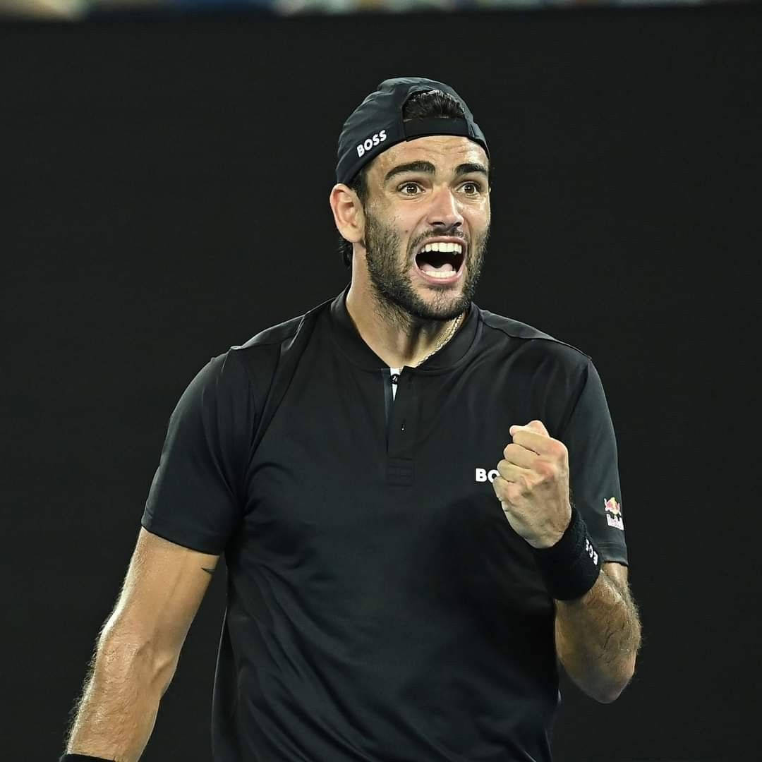 Matteo Berrettini Passionately Pumping His Fist During A Tournament