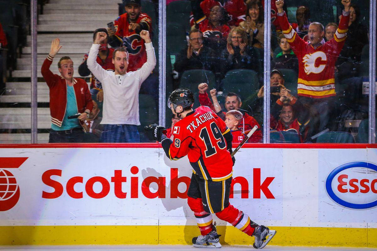 Matthew Tkachuk Calgary Flames Fans Cheering Background