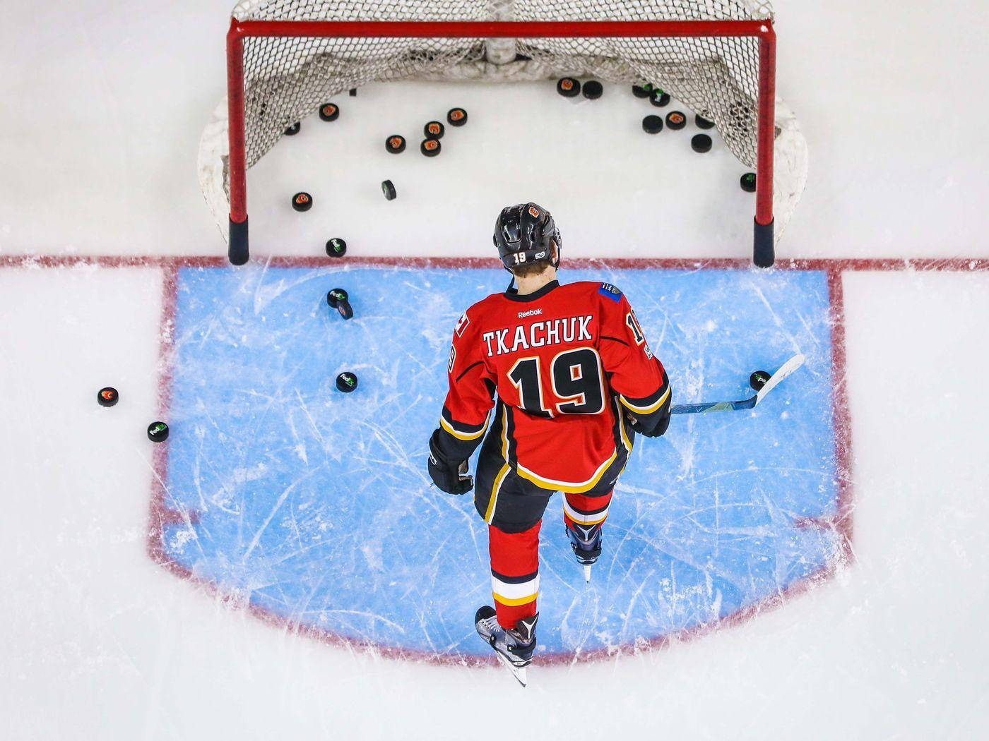 Matthew Tkachuk Ice Hockey Warm Up Practice