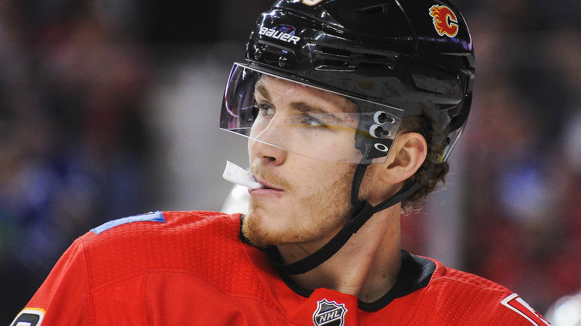 Matthew Tkachuk Side View Looking Afar Background