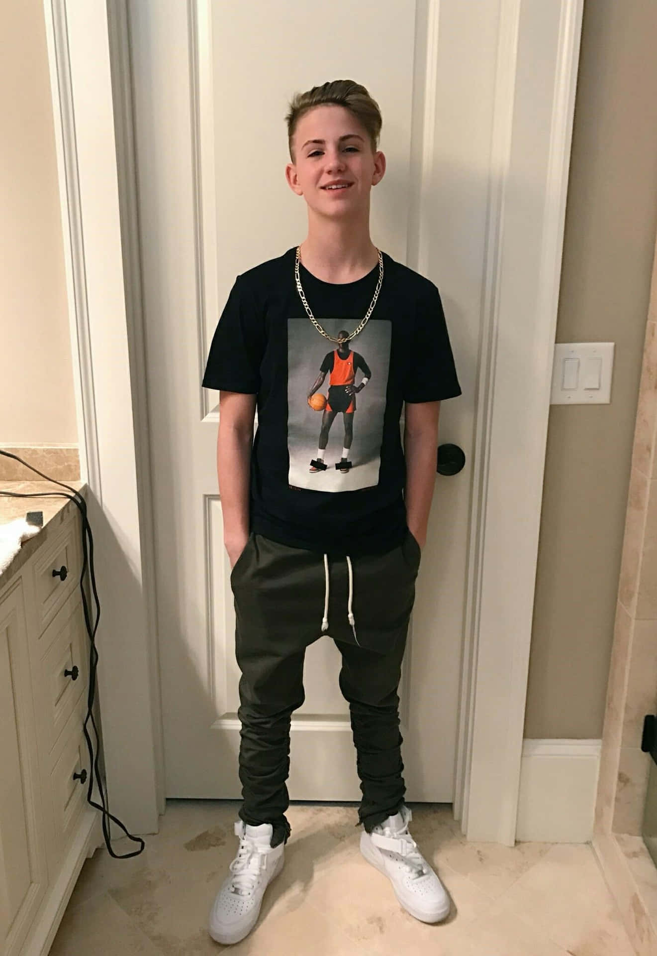 Mattyb In Black Outfit Background