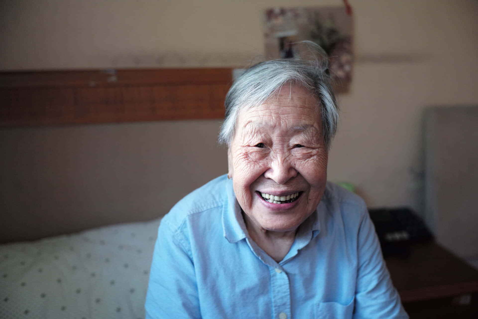 Mature Asian Woman Smiling Background