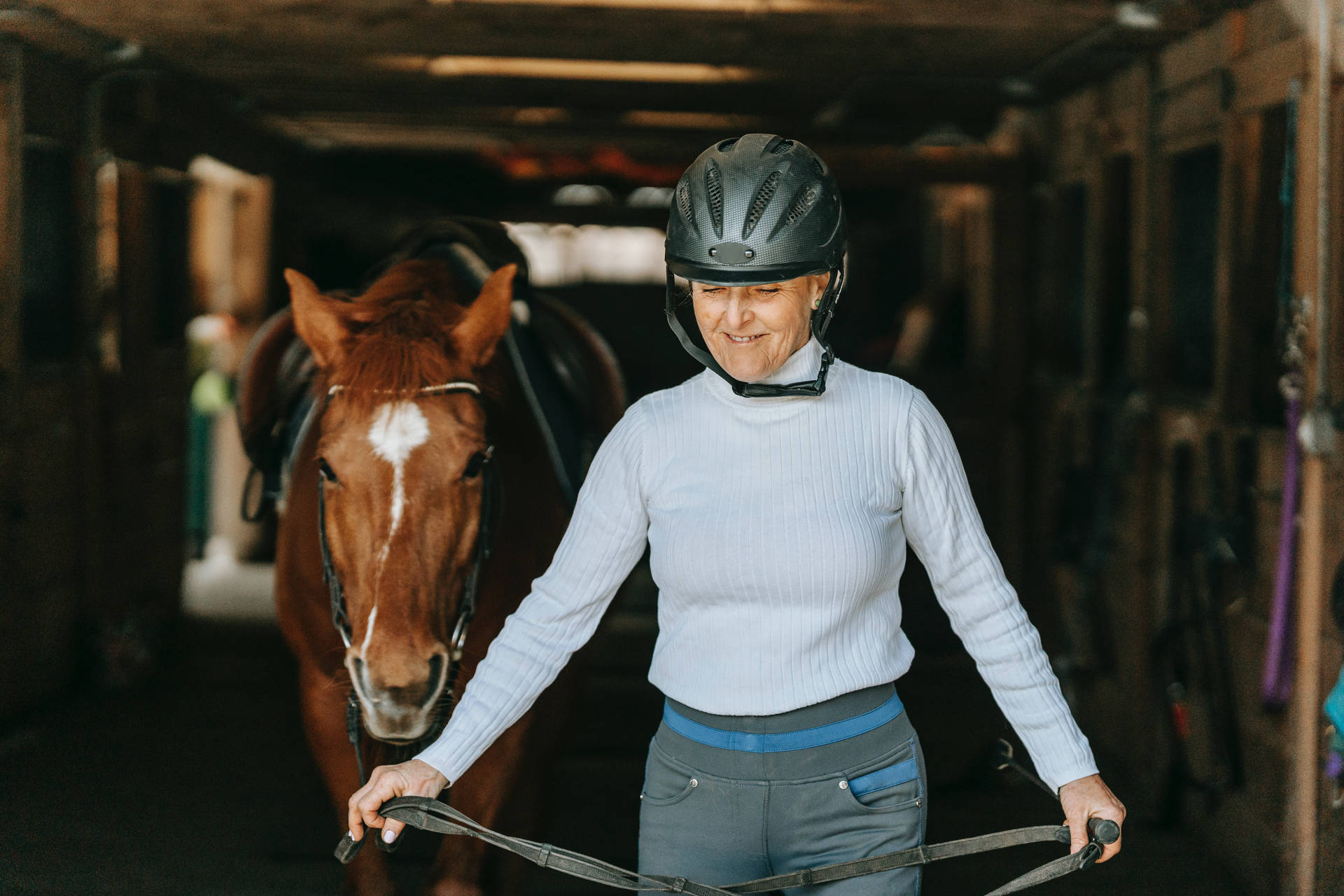 Mature Equestrian Woman Background