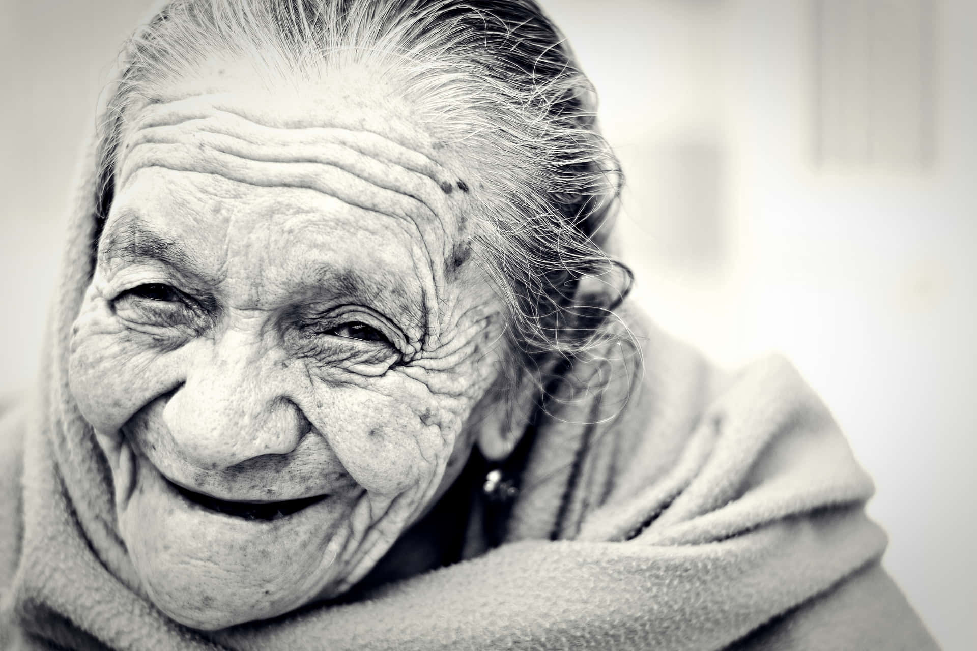 Mature Old Woman Smiling At The Camera