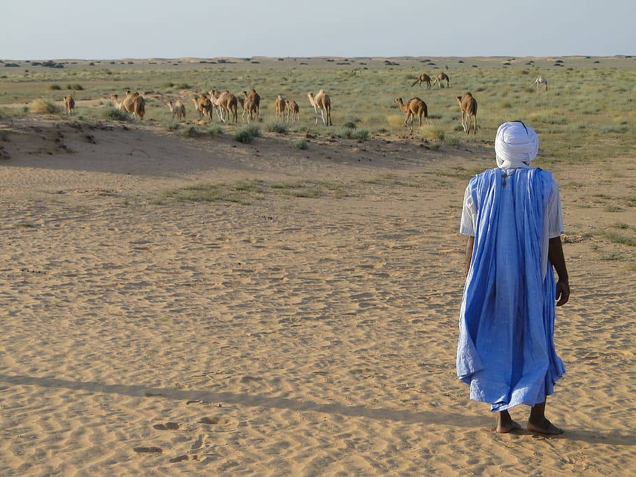 Mauritania Person In Blue Background