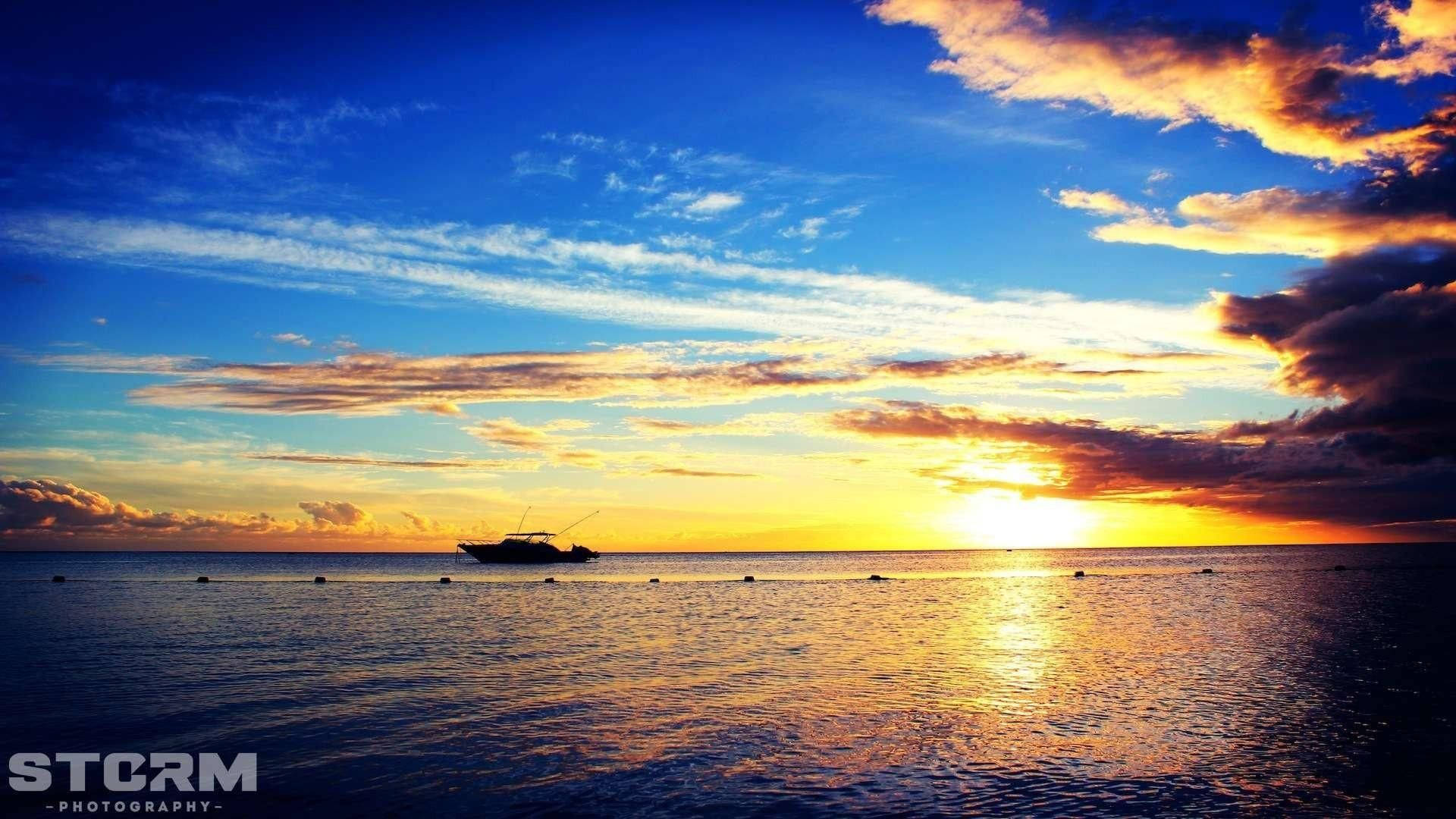 Mauritius Sunset View Background