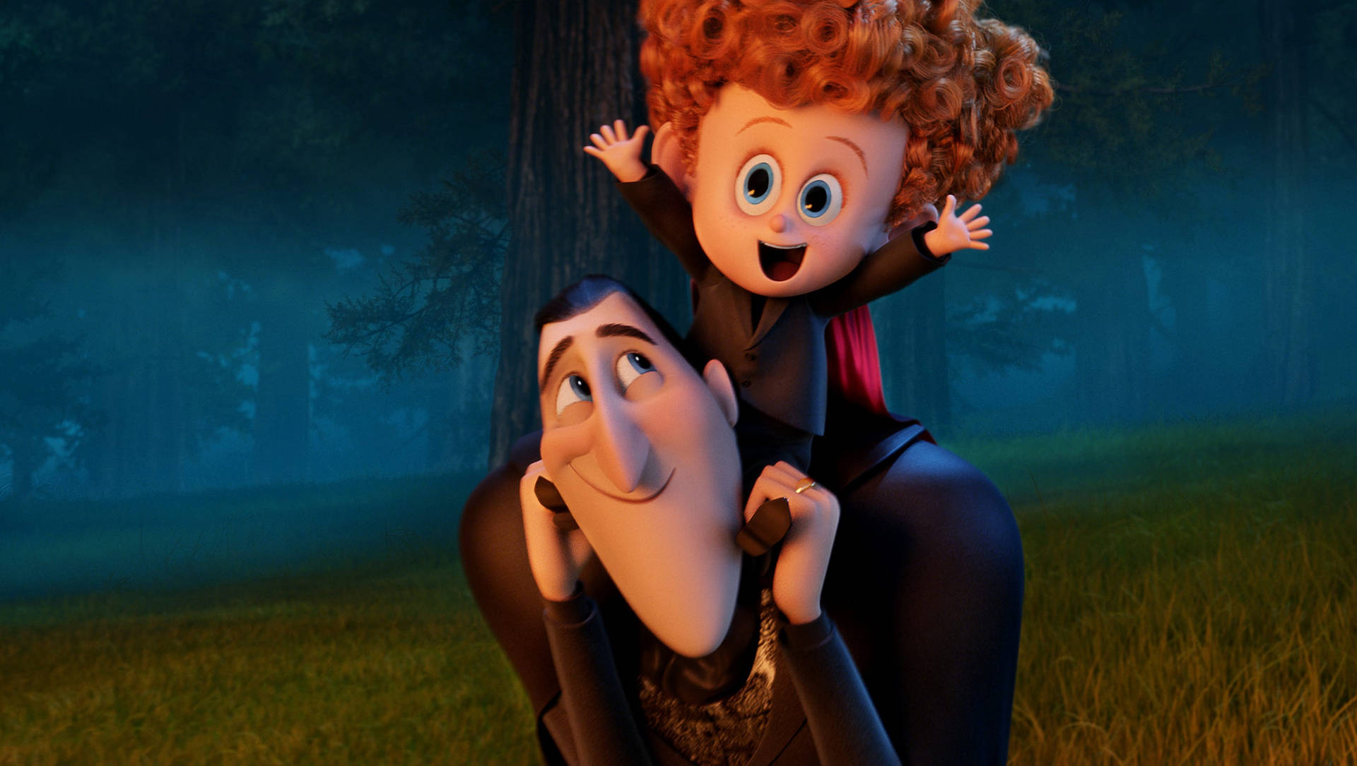 Mavis And Johnny's Fun Piggyback Adventure In Hotel Transylvania 2 Background