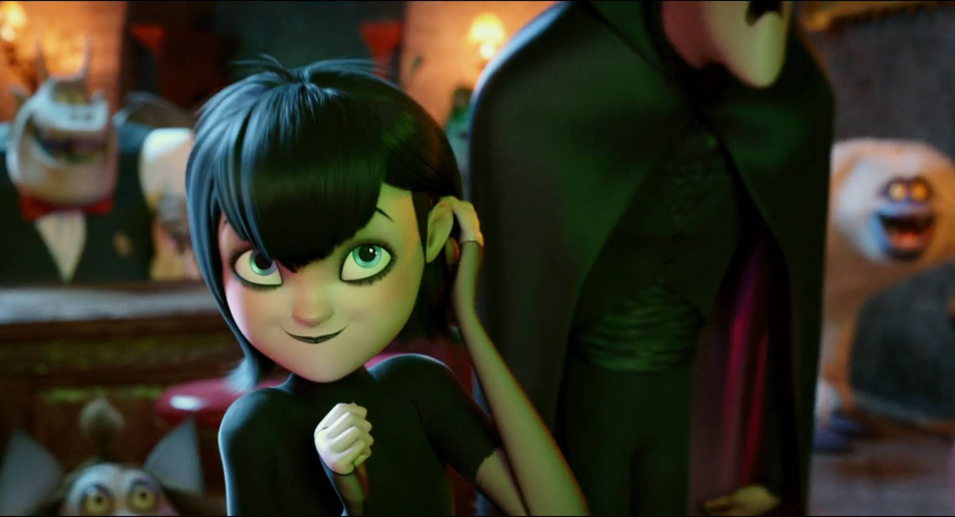 Mavis Tucking Hair In Hotel Transylvania Background