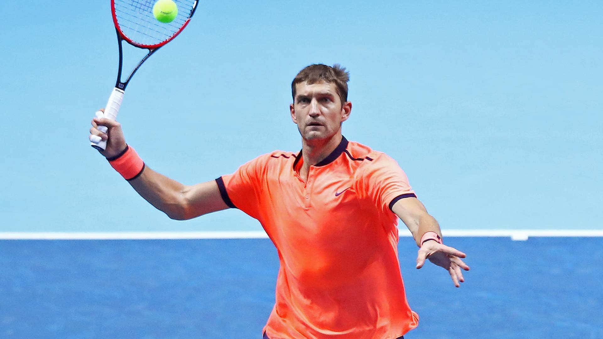 Max Mirnyi Serving At Atp Background