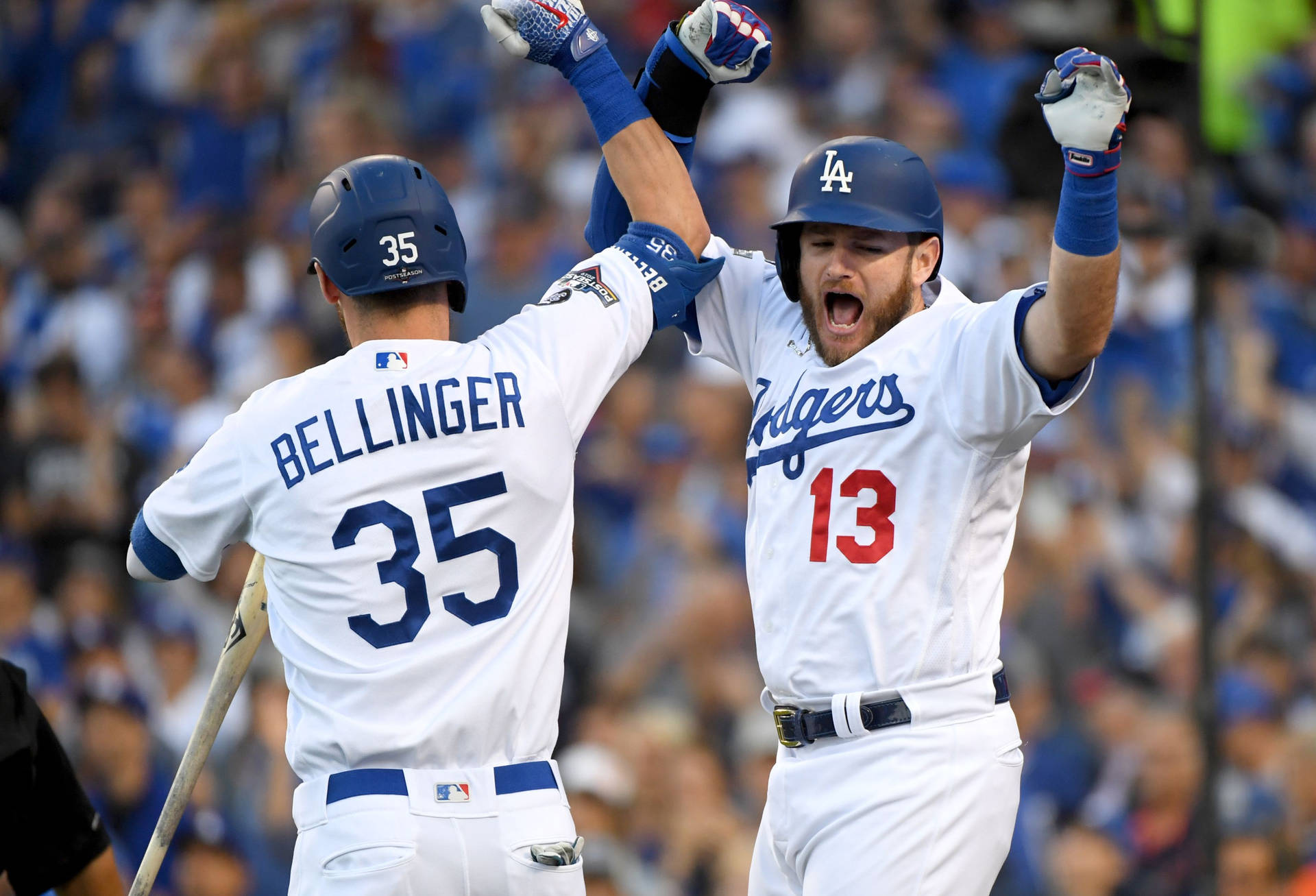 Max Muncy Cheering With Teammate