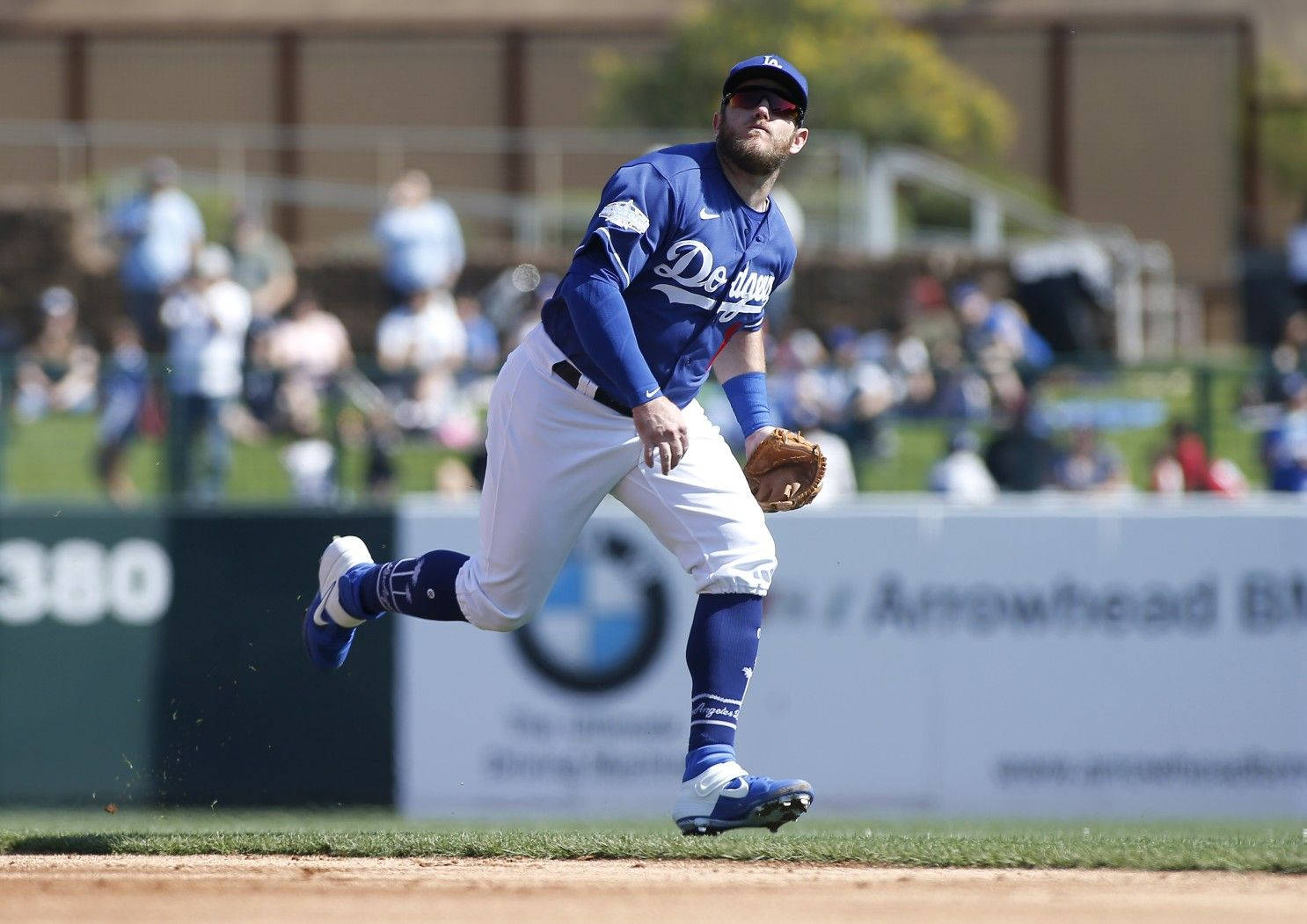 Max Muncy In Blue Jersey Background