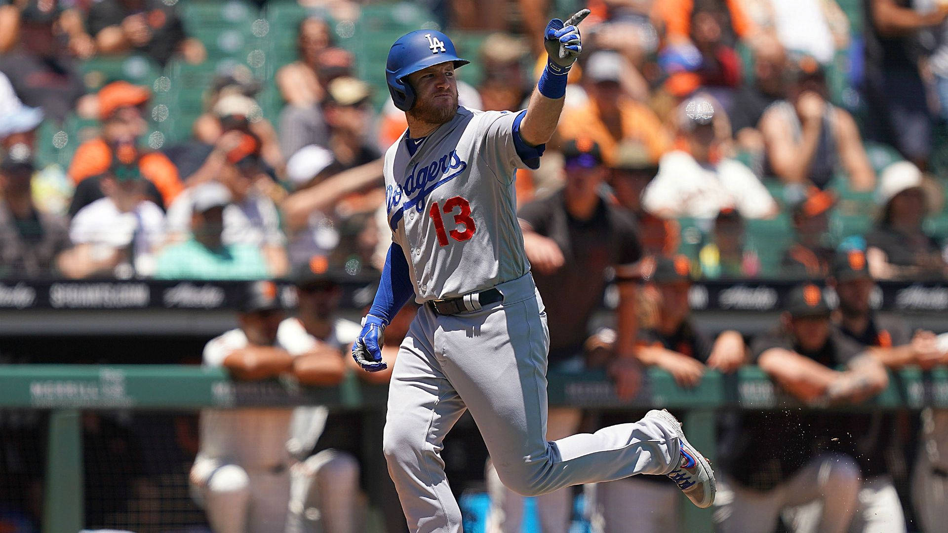 Max Muncy Running On Baseball Field