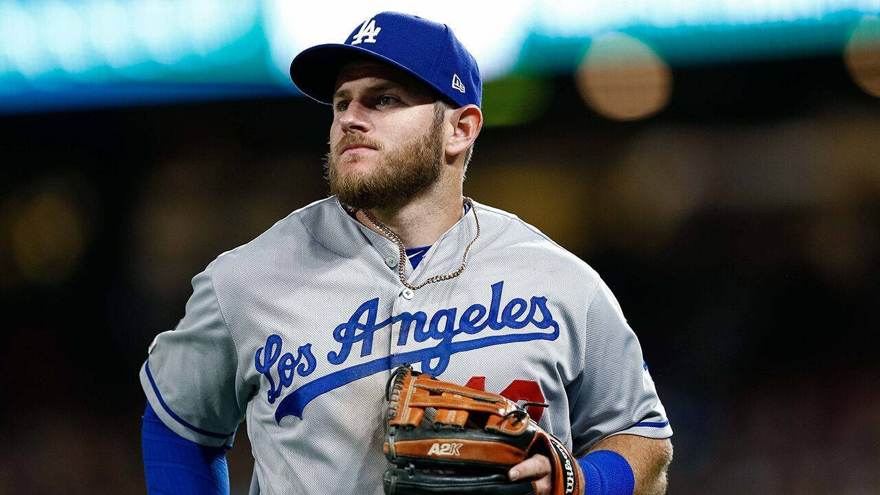 Max Muncy With Baseball Mitt Background