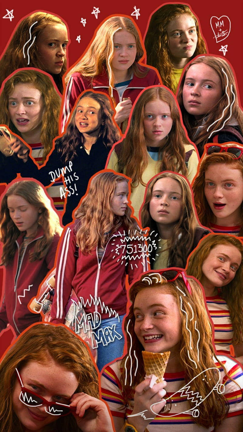 Max Red Collage Stranger Things Phone Background