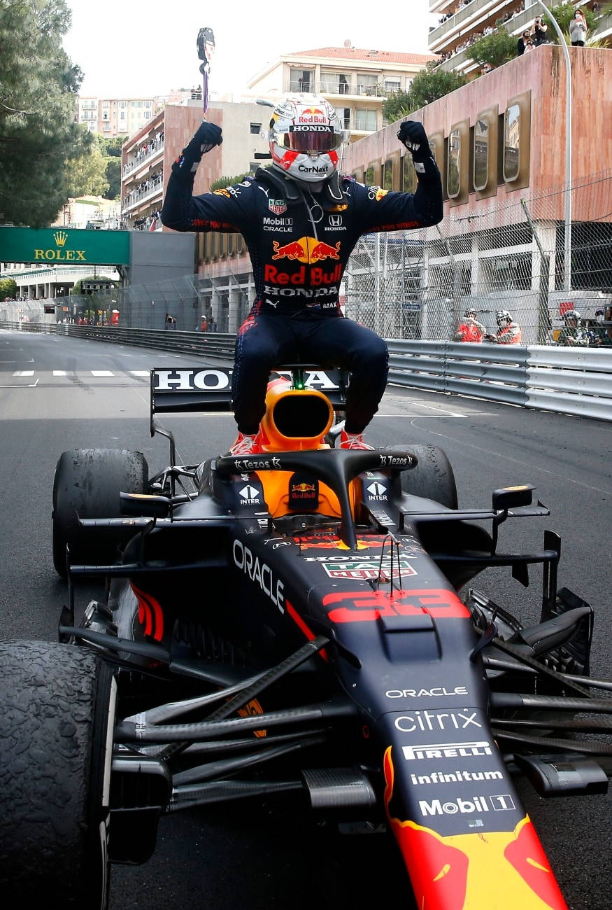 Max Verstappen Racing At The Monaco Grand Prix Background