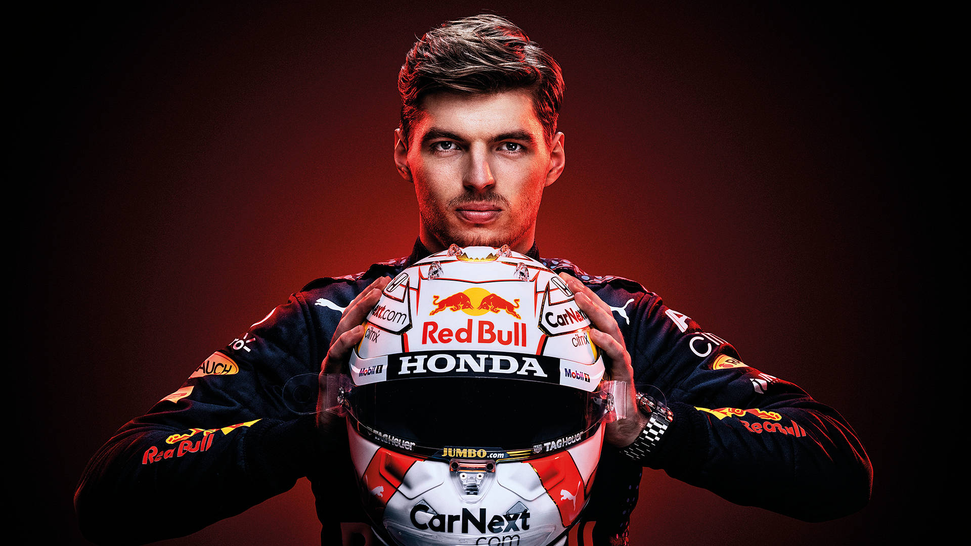Max Verstappen Red Bull Racing Helmet Background