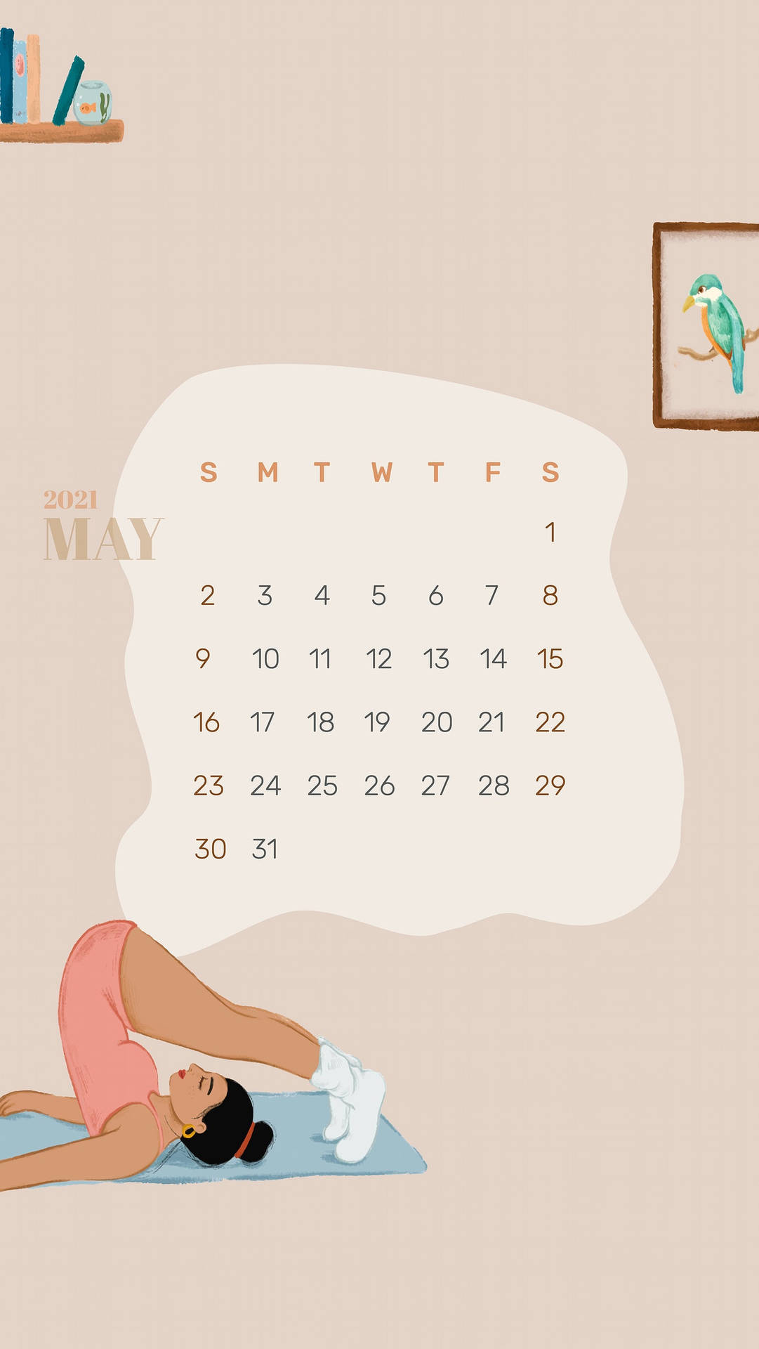 May 2021 Cute Yoga Calendar Background