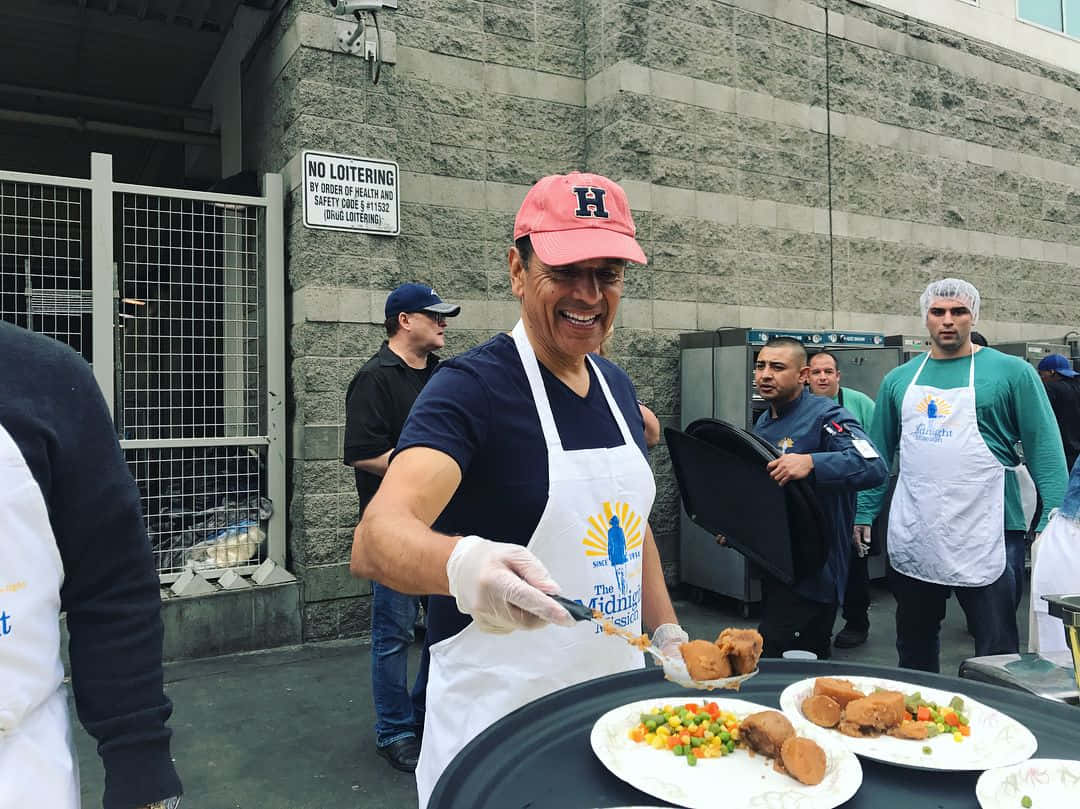 Mayor Antonio Villaraigosa Shows His Passion For Cooking. Background