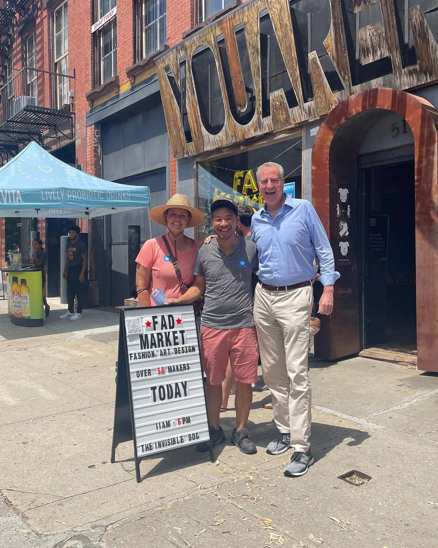Mayor Bill De Blasio Touring A Local Market