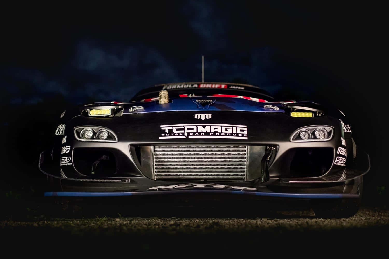 Mazda R X7 Drift Car Night Showcase Background