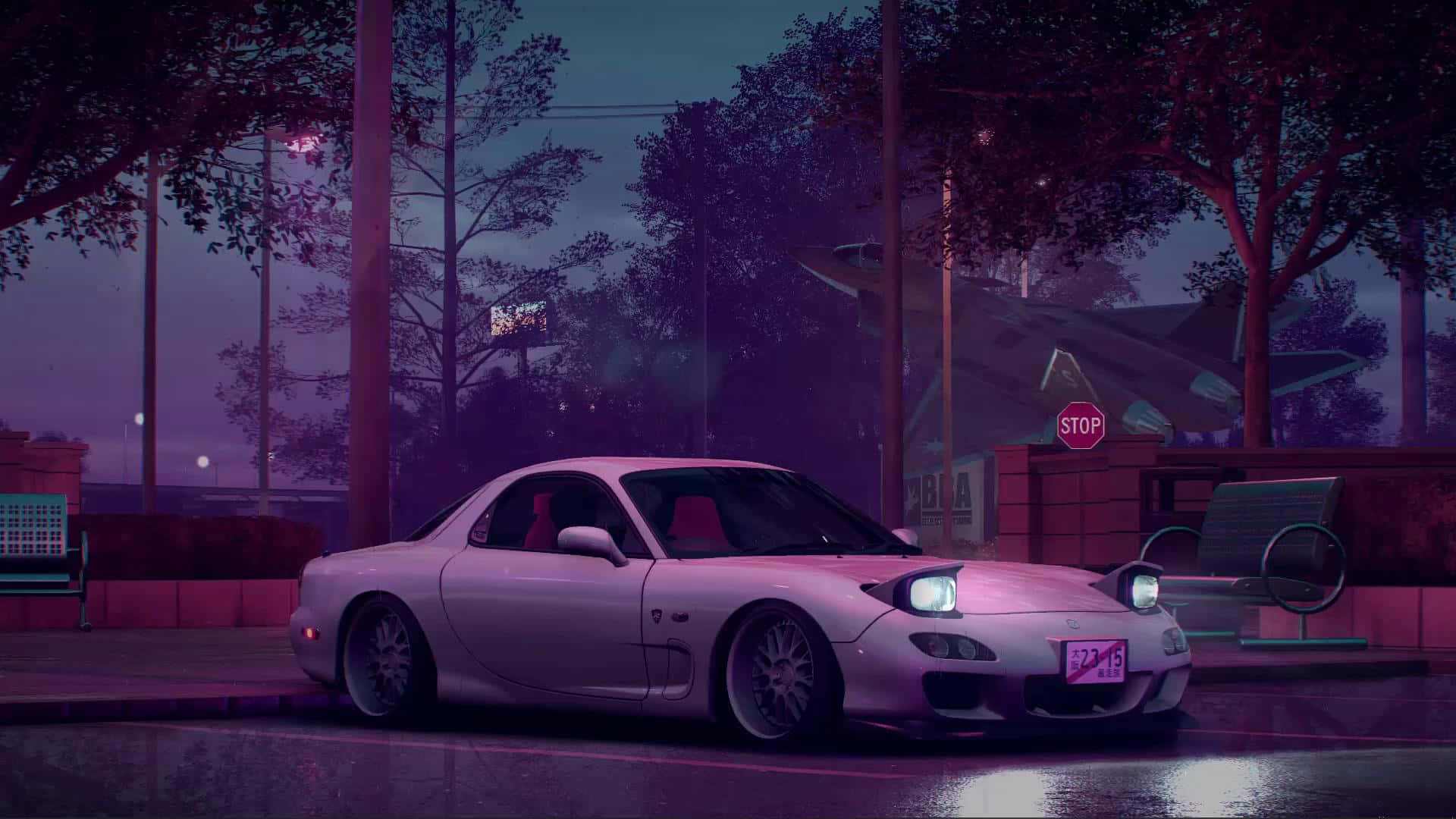 Mazda R X7 Drift Night Scene Background