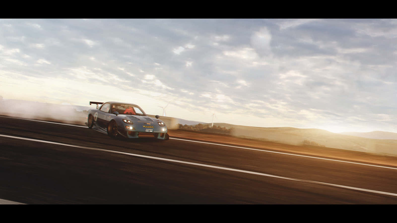 Mazda R X7 Drifting Sunset Background