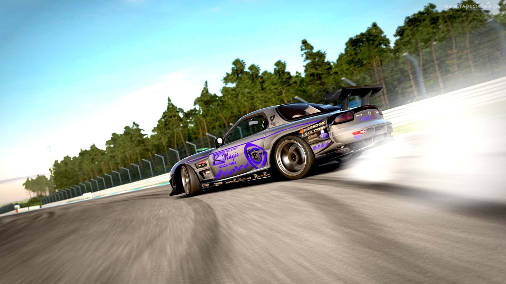 Mazda R X7 Driftingon Track Background